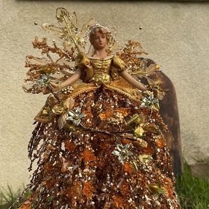 Angel Christmas tree topper gold, orange, rose gold, unique